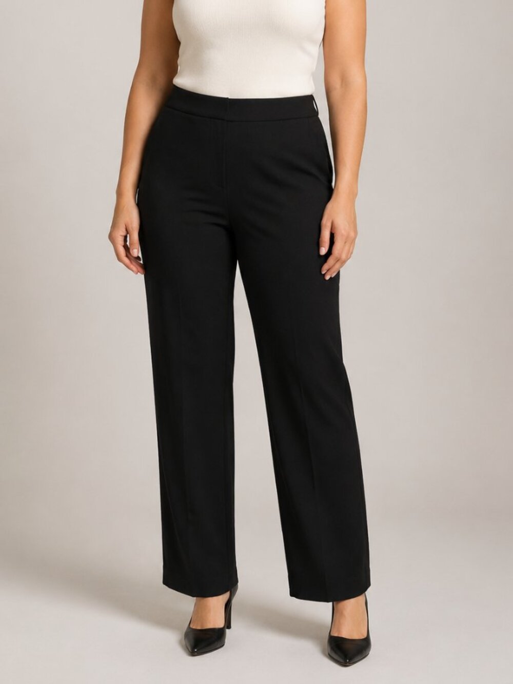 Armani Collezioni Black Straight Virgin Wool Trousers Size 10